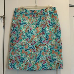 J. Crew Factory floral sateen pencil skirt size 6